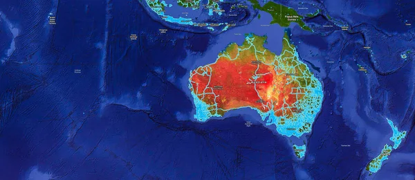 Map Australia New Zealand Google Street View Charted Blue Lines — Φωτογραφία Αρχείου