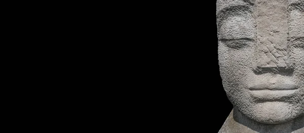 Знамя Каменной Статуей Красивой Древней Инки Латинской Америки Черном Фоне — стоковое фото