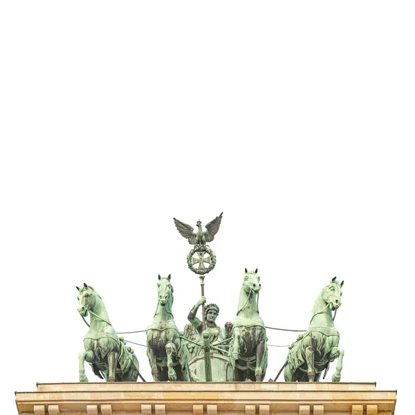 Quadriga Four Horses Lead Viktoria Roman Goddess Victory Brandenburg Gate — Photo