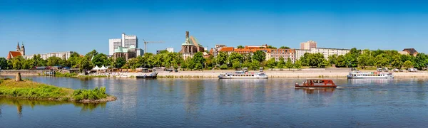 Panoramic View Beach Cocktail Cafe Historical Downtown Magdeburg Touristic Party — ストック写真