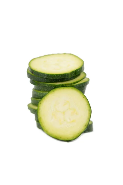 Grön Zucchini Skära Många Skivor — Stockfoto