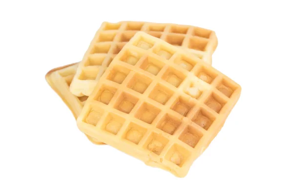 Deliciosos Waffles Caseiros Isolados Fundo Branco — Fotografia de Stock