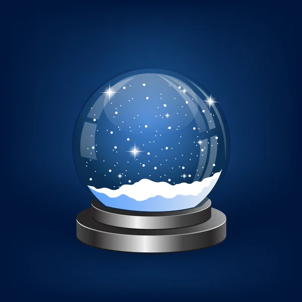 Globo de neve de Natal com a neve caindo — Vetor de Stock