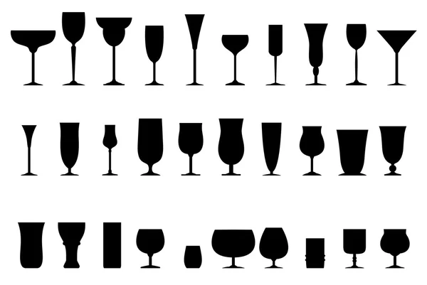 Glass collection - vector silhouette — Stock Vector