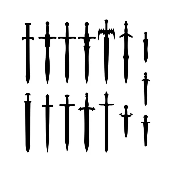 Set di spade e coltelli — Vettoriale Stock