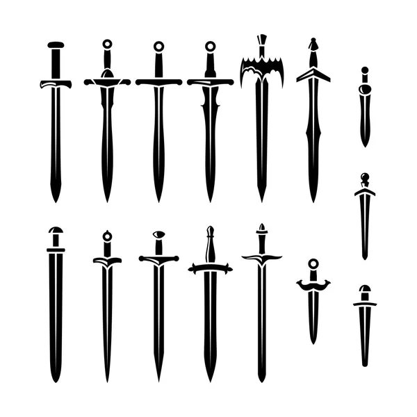 Set of realistic swords and knifes — Stock Vector