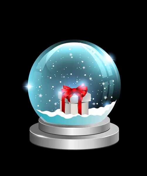 Snow globe with gift box — Stock Vector