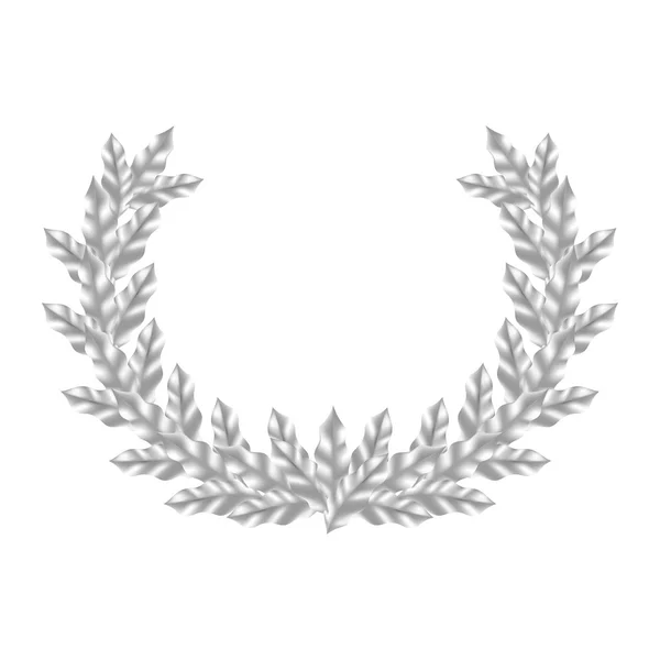 現実的な銀製の月桂樹の花輪 — ストックベクタ