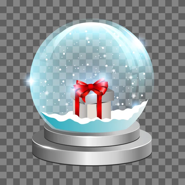 Снежный шар с коробкой подарков — стоковый вектор