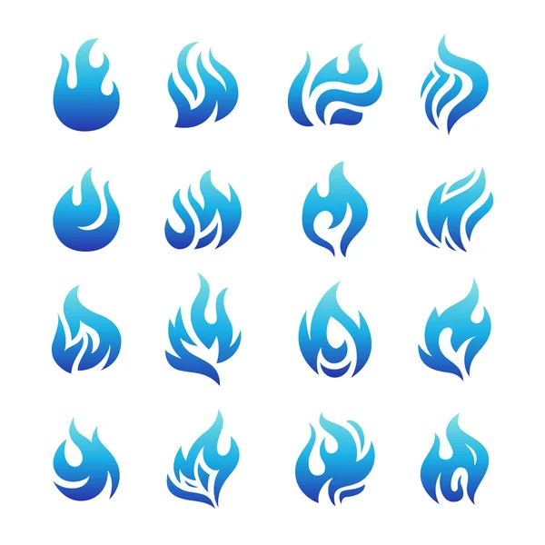 Koleksi ikon api biru - Stok Vektor