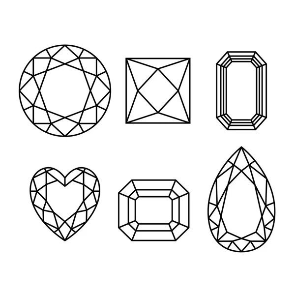 Diamonds wireframe on white background — Stock Vector