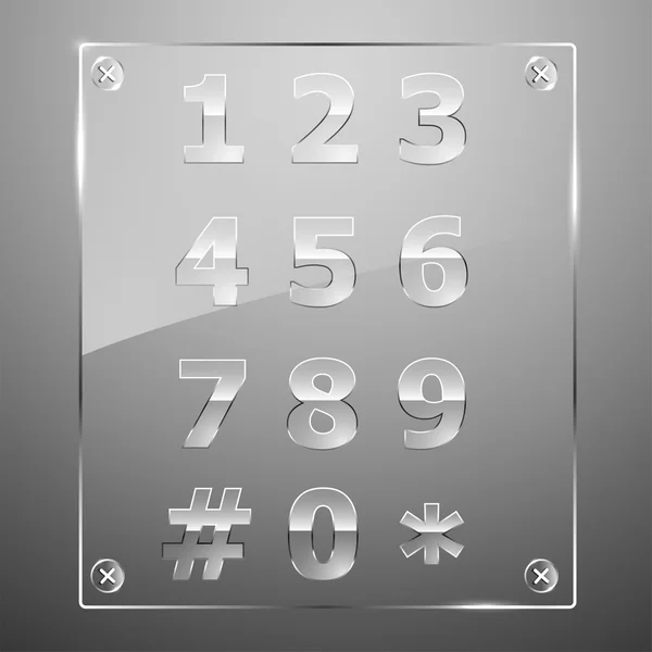 Set of transparent glass numbers — Stock Vector