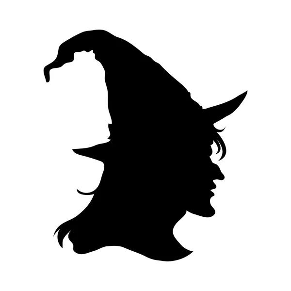 Силуэт головы ведьмы на Хэллоуин — стоковый вектор