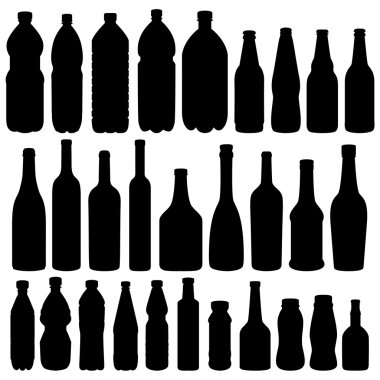 Bottle collection - vector silhouette clipart