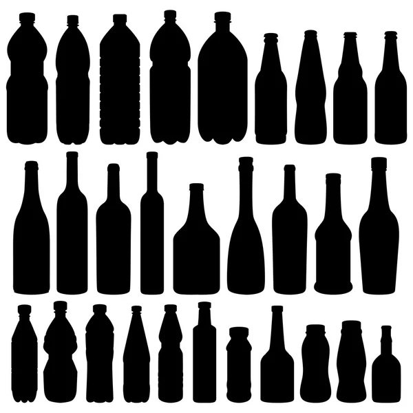 Colección de botellas - silueta vectorial — Archivo Imágenes Vectoriales