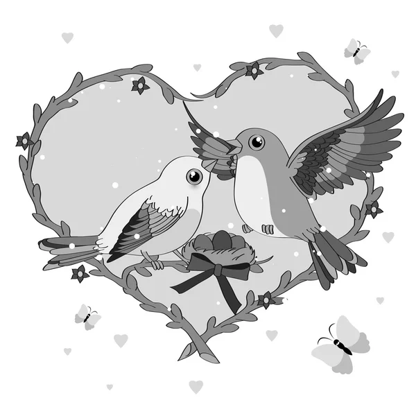 Illustration der Liebe Vögel — Stockvektor
