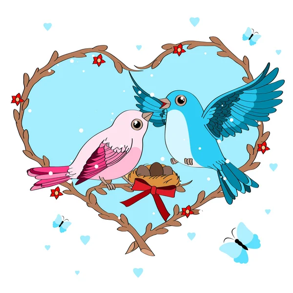 Ilustración de Aves de Amor — Vector de stock