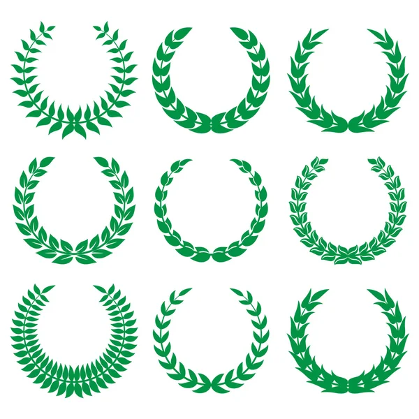 Green laurel wreaths 1 — Stock Vector