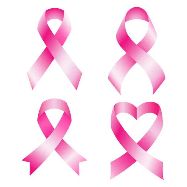 ピンク乳がんがんリボン ベクトルのセット — ストックベクタ