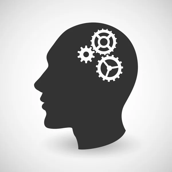 Human head silhouette with set of gears — Stock Vector