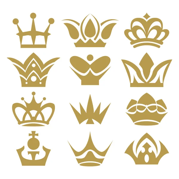 Crown samling (crown uppsättning, silhouette crown set) — Stock vektor