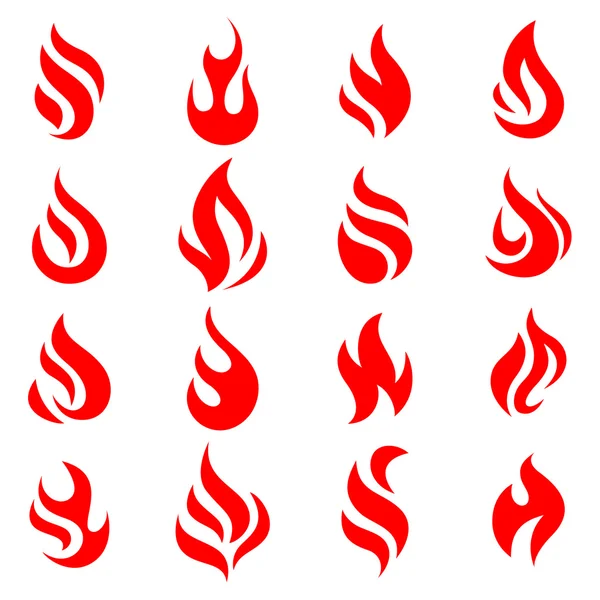 Flammen anzünden, Symbole setzen, Vektorillustration — Stockvektor