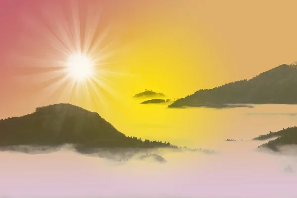 Fantastic sunrise mountains lanscape — Stock Photo, Image