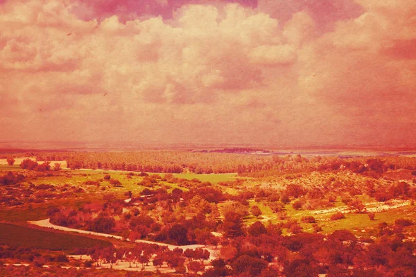 Cartão postal vintage paisagem irrealista — Fotografia de Stock