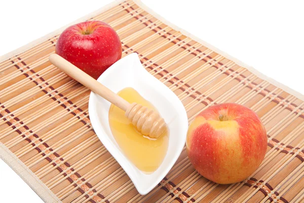 Two apples and honey — Stock Photo, Image