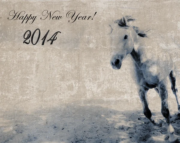 Caballo azul año nuevo postal — Foto de Stock