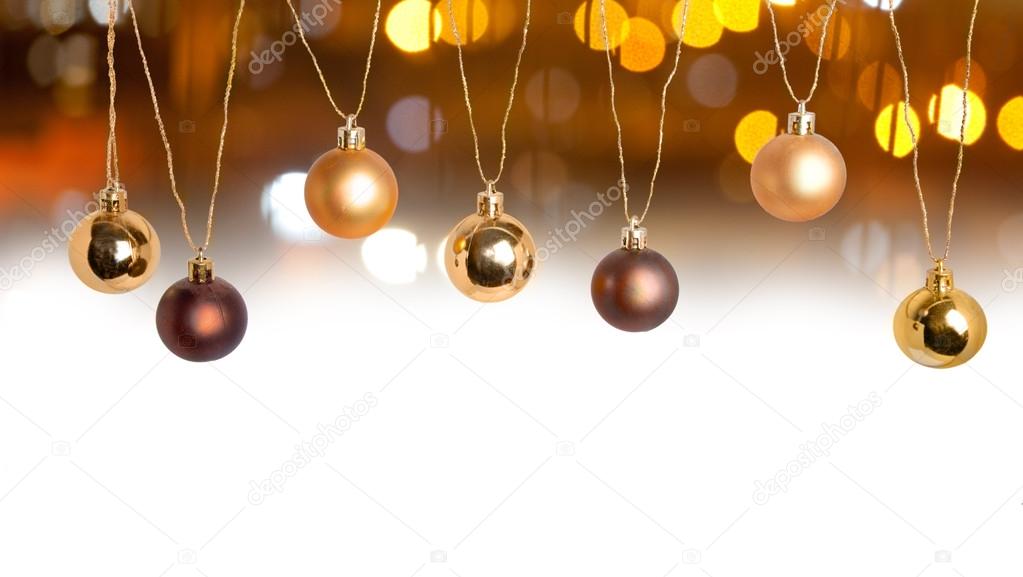 Christmas card border with balls and light effect