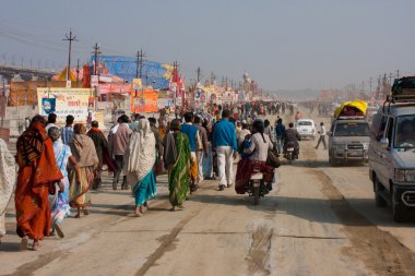 kamp şehir hindu Festivali sırasında acele, kalabalık