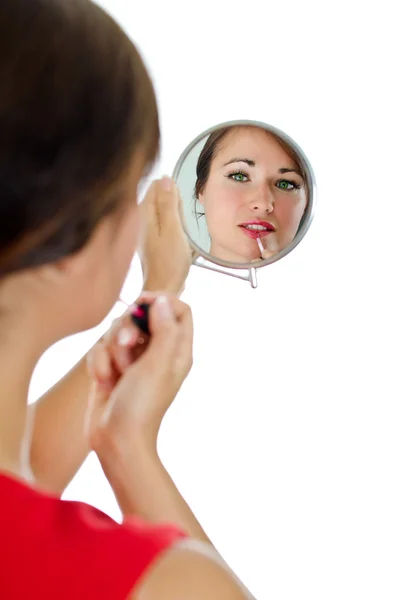 Portret van aantrekkelijke vrouw met lippenstift — Stockfoto