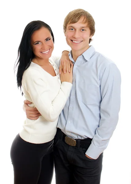 Feliz casal amoroso. Isolado em branco . — Fotografia de Stock