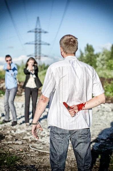 Zwei FBI-Agenten nehmen Täter mit Messer fest — Stockfoto