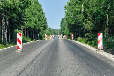 Countryside asphalt road reconstruction clipart