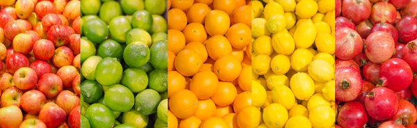 Collage. Lots of different fruits — Stock Photo, Image