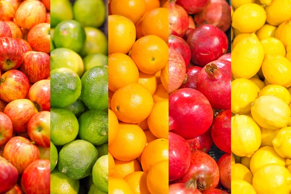 Collage. Muchas frutas diferentes. — Foto de Stock