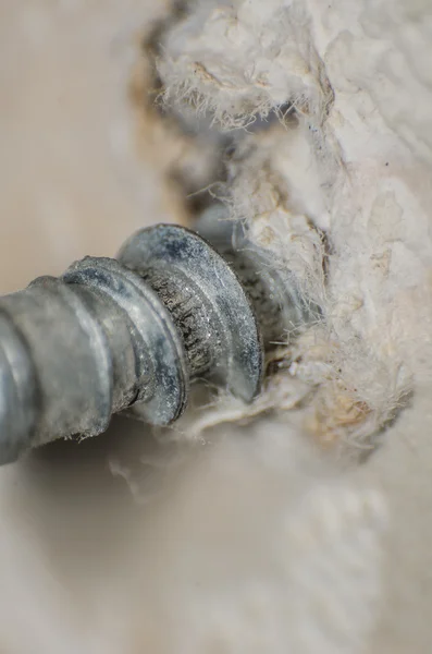 Tornillo atornillado en la pared — Foto de Stock