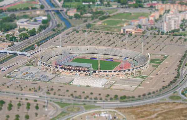 Flygfoto över fotbollsstadion. tilt-shift Foto. — Stockfoto