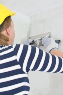 kadın sıvacı tamirat duvar spackling Yapıştır