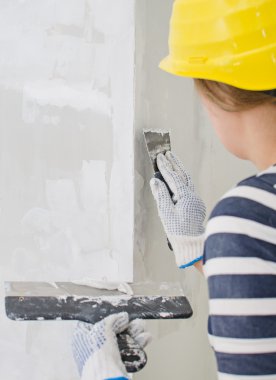 kadın sıvacı tamirat duvar spackling Yapıştır