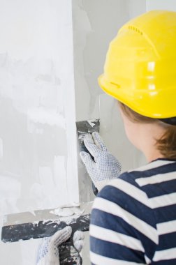 kadın sıvacı tamirat duvar spackling Yapıştır