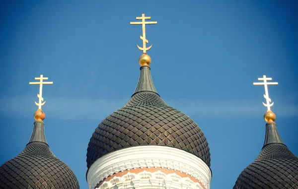 Three domes of the Orthodox Church. — Stock Photo, Image