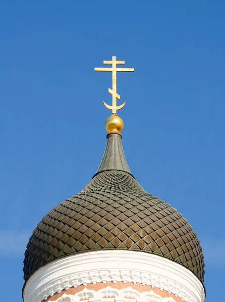 Cross on the dome of the Orthodox Church. — Stock Photo, Image