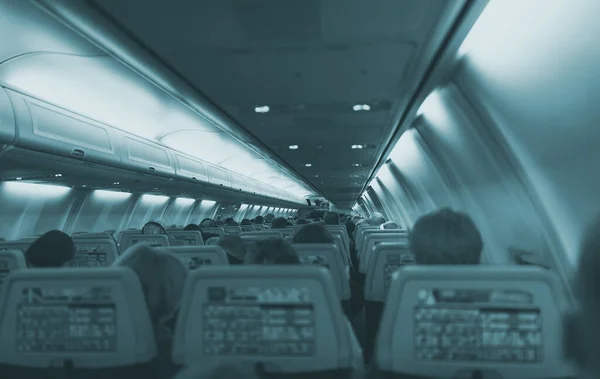 Interieur Binnenkant Van Het Vliegtuig Met Passagiers — Stockfoto
