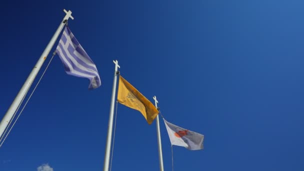 Symboles Chypre Trois Drapeaux Grec Église Chypriote — Video