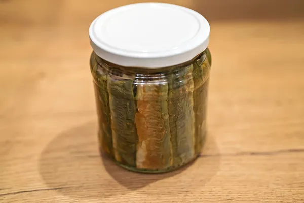 Homemade Canned Fried Lamprey Fish Marinade — Stock Photo, Image