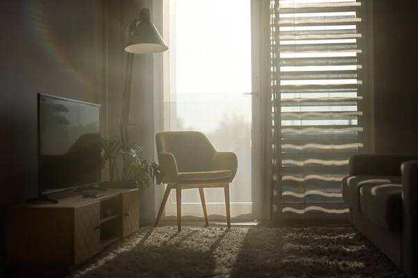 Poltrona Com Lâmpada Manhã Interior Escandinavo — Fotografia de Stock