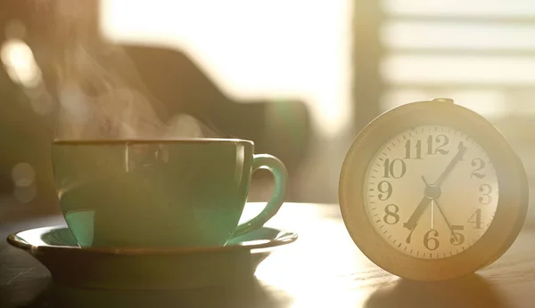 Morning Seven Clock Clock Cup Tea — Stock Photo, Image